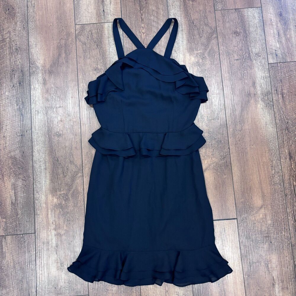 NWT Gianni Bini Sophie Dress Black Halter Ruffle Women's Size 6 - 7171M500 $129 - Picture 4 of 12